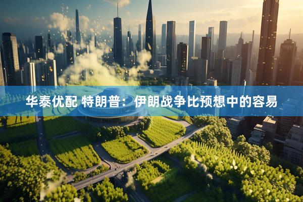 华泰优配 特朗普：伊朗战争比预想中的容易
