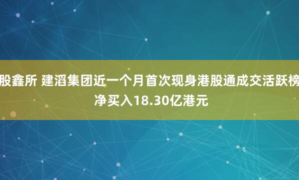 股鑫所 建滔集团近一个月首次现身港股通成交活跃榜 净买入18.30亿港元
