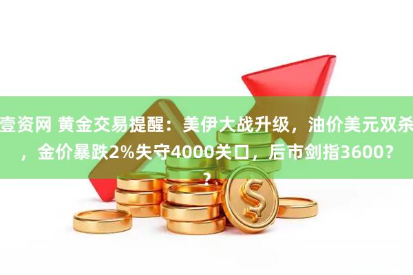 壹资网 黄金交易提醒：美伊大战升级，油价美元双杀，金价暴跌2%失守4000关口，后市剑指3600？