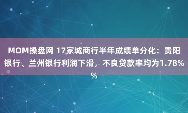 MOM操盘网 17家城商行半年成绩单分化：贵阳银行、兰州银行利润下滑，不良贷款率均为1.78%